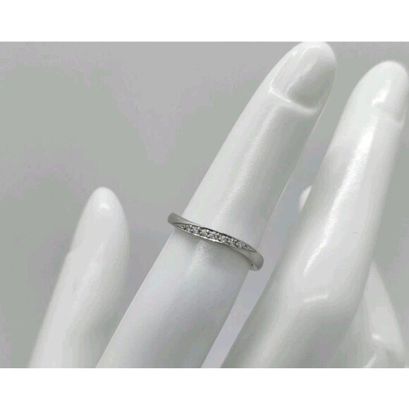 4C Platinum 950 Pt950 Diamond Wave Band Wedding Ring Size 4.75 - Picture 2 of 9